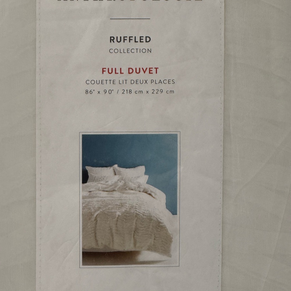 NWT Anthropologie Ruffled Collection White Full Size ( 86" X 90" ) Duvet Cover